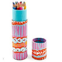 Handmade Paper Aboriginal Art Coloured Pencils (Set 12) Tube - Two Dogs Dreaming