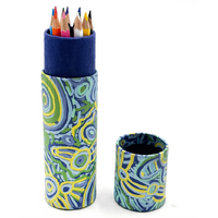 Handmade Paper Aboriginal Art Coloured Pencils (Set 12) Tube - Ngarrindjeri Country