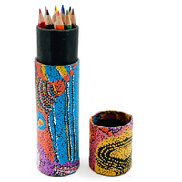 Handmade Paper Aboriginal Art Coloured Pencils (Set 12) Tube - Seven Sisters