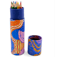 Handmade Paper Aboriginal Art Coloured Pencils (Set 12) Tube - Mulga Country