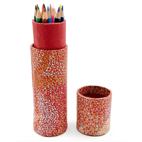 Handmade Paper Aboriginal Art Coloured Pencils (Set 12) Tube - Salt Lake