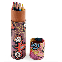 Handmade Paper Aboriginal Art Coloured Pencils (Set 12) Tube - Travelling Through Country 