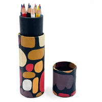 Handmade Paper Aboriginal Art Coloured Pencils (Set 12) Tube - Puli Puli (Stones)