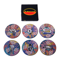  Aboriginal Art Round Boxed Coaster Set (6)  - Animals (5CC002)