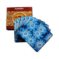 Bunabiri Aboriginal Art Corked Back Boxed Coasters (6) - Waterhole Dreaming