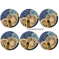 Warlukurlangu Aboriginal Art Glass Coaster Set (6) - Multju Mulga Country