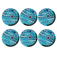 Warlukurlangu Aboriginal Art Glass Coaster Set (6) - Two Dogs Dreaming