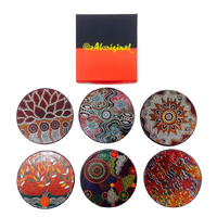 Lee Anne Hall Aboriginal Art Round Boxed Coaster Set (6)  - Various Designs (14CC001)