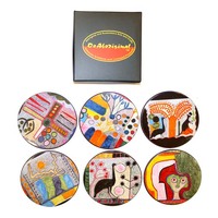 Indigenart Aboriginal Art Round Boxed Coaster Set (6)  - Various Designs (6CC01)