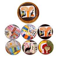 Indigenart Aboriginal Art Round Timber Case Coaster Set (6)  - Various Designs (6CC01)