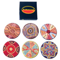 Jukurrpa Aboriginal Art Round Boxed Coaster Set (6)  - Various Designs (2CC01)