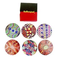 Keringke Aboriginal Art Round Boxed Coaster Set (6)  - Various Designs (15CC002)
