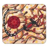 Tobwabba Aboriginal Art Australia Made Non-Slip Coaster 2 Set - Goanna &amp; Brown Snake