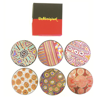 Warlukurlangu Aboriginal Art Round Boxed Coaster Set (6)  - Various Designs (16CC001)