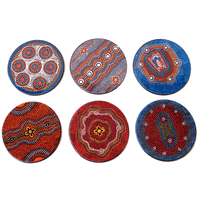 Whitton Aboriginal Art Round Timber Boxed Coaster Set (6) (13CC001)