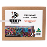 Justin Butler Arts Aboriginal design Tablecloth - Dingo and Kangaroo Storyline