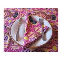 Keringke Aboriginal Art Cotton Tablecloth (Pink) + Set (4) Napkins