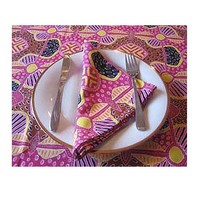 Keringke Aboriginal Art Cotton Tablecloth + 4 Napkins (PINK)