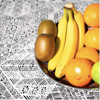 Better World Aboriginal Arts Luxe Organic Cotton-Satin Tablecloth (150cm x 230cm) - Jilamara