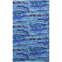 Warlukurlangu Aboriginal Art Table Runner - Two Dogs Dreaming (Blue)