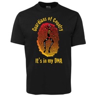 Dreamtime Kullilla-Art Guardians DNA SIZE 6 Black Cotton Screen-Printed T-Shirt