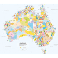 Small Flat/Unlaminated Aboriginal Australia Wall Map
