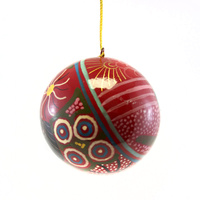 Better World Aboriginal Art Lacquered Xmas Ball Decoration - Travelling Through Country