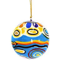 Better World Aboriginal Art Lacquered Xmas Ball Decoration - Mina Mina Dreaming