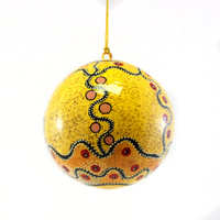 Better World Aboriginal Art Lacquered Xmas Ball Decoration - Marsupial Mouse Dreaming (Yellow)