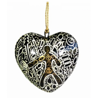 Better World Aboriginal Art Lacquered Decorative Heart (Large) - Spirit Man
