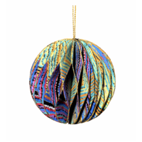 Better World Aboriginal Art Handmade Cotton Paper Honeycomb Xmas Ball - Dogwood Tree Dreaming