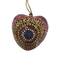 Keringke Aboriginal Art design Paper Mache Xmas Decoration - Large Heart - My Country