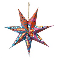 Better World Aboriginal Art Xmas Handmade Paper Star - Two Dogs Dreaming