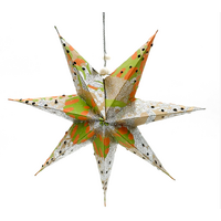 Better World Aboriginal Art Xmas Glitter Handmade Paper Star - Country