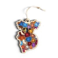 Koala [Bush Flowers] Timber Xmas Decoration (9cm) - KOH Living Aboriginal Art