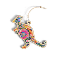 Kangaroo [Euphoric] Timber Xmas Decoration (9cm) - KOH Living Aboriginal Art