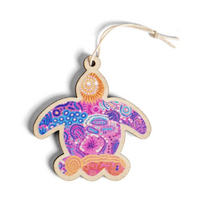 Turtle [Women's Love Story] Timber Xmas Decoration (9cm) - KOH Living Aboriginal Art