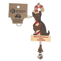RooWho Xmas Roo Wooden Ornament Cane & Bell