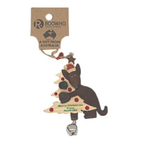 RooWho Xmas Roo Wooden Ornament Tree &amp; Bell