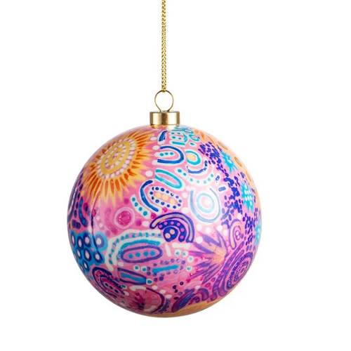 Women's Love Story GIFBOXED Xmas Bauble  (8cm) - KOH Living Aboriginal Art