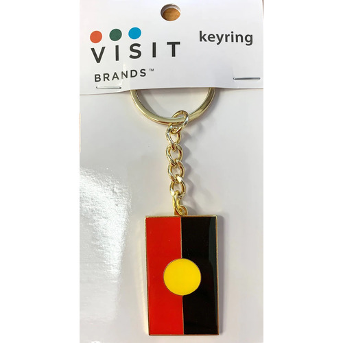 Aboriginal Flag Gold Metal Keychain Keyring (4cm x 3cm)