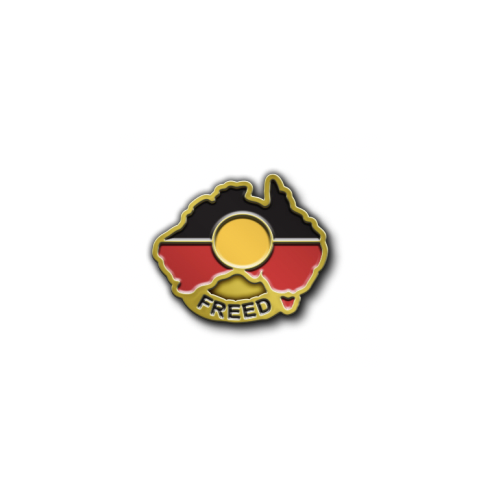Aboriginal Flag (Australia Made) Metal Badge - Map FREED