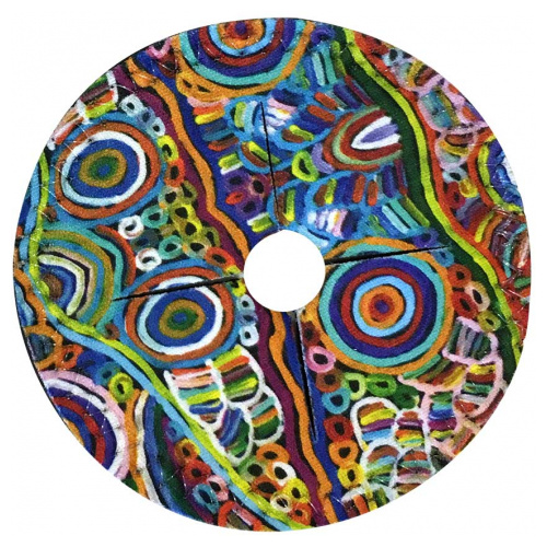 Utopia Aboriginal Art Neoprene Wine Glass Cover Coaster - My Mother's Country (Round)