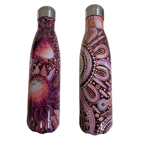 Chern'ee Sutton Aboriginal Art Stainless Steel Bottle - 500ml - Waratah