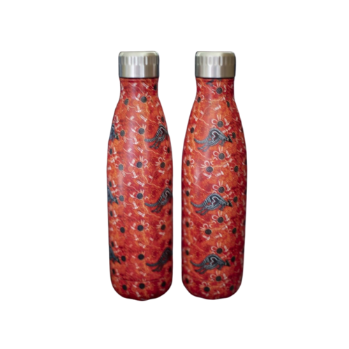 Chernee Sutton Aboriginal Art Stainless Steel Bottle - 500ml - Red Kangaroo