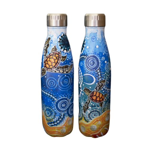 Chernee Sutton Aboriginal Art Stainless Steel Bottle - 500ml - Yuanati (Turtle)