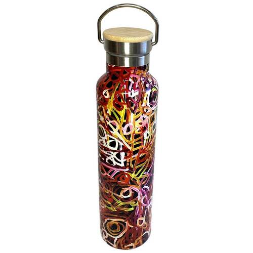 Utopia Aboriginal Art Stainless Steel (750ml) Water Bottle - Women's Ceremony