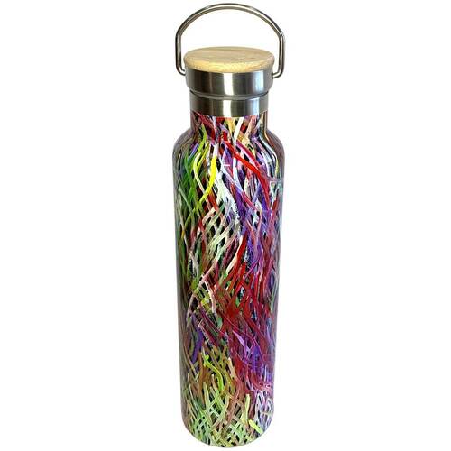 Utopia Aboriginal Art Stainless Steel (750ml) Water Bottle - Grass Seed Dreaming