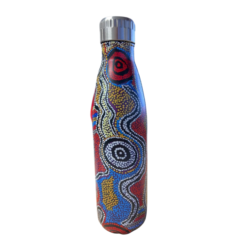 Warlukurlangu Aboriginal Art Stainless Steel Bottle - 500ml - Fire Dreaming