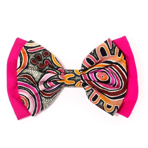 Better World Aboriginal Art Cotton Bow Hair Clip - Celebration of Life
